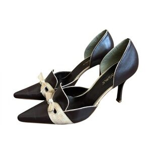 Vintage Y2K BCBGirls Leather Bow Stiletto Pumps Brown Pointed Toe Preppy 8